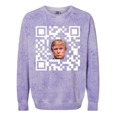 Funny Qr President Trump Dance Code Colorblast Crewneck Sweatshirt