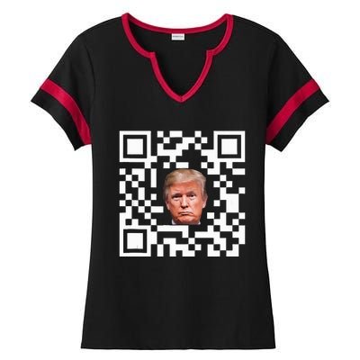 Funny Qr President Trump Dance Code Ladies Halftime Notch Neck Tee