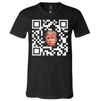 Funny Qr President Trump Dance Code V-Neck T-Shirt