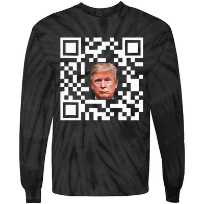 Funny Qr President Trump Dance Code Tie-Dye Long Sleeve Shirt