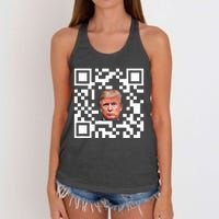 Funny Qr President Trump Dance Code Women's Knotted Racerback Tank