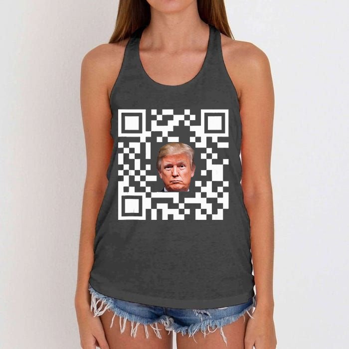 Funny Qr President Trump Dance Code Women's Knotted Racerback Tank