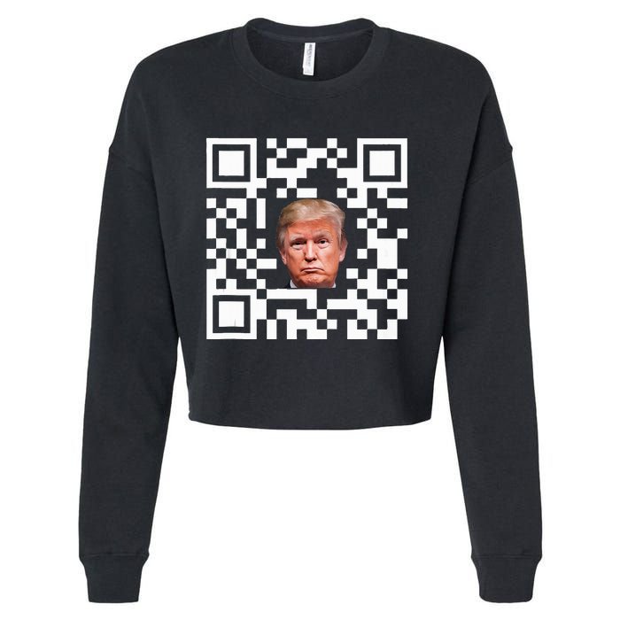 Funny Qr President Trump Dance Code Cropped Pullover Crew