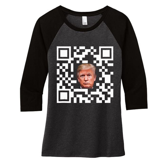 Funny Qr President Trump Dance Code Women's Tri-Blend 3/4-Sleeve Raglan Shirt