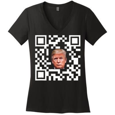 Funny Qr President Trump Dance Code Women's V-Neck T-Shirt