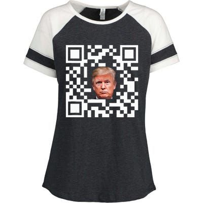 Funny Qr President Trump Dance Code Enza Ladies Jersey Colorblock Tee