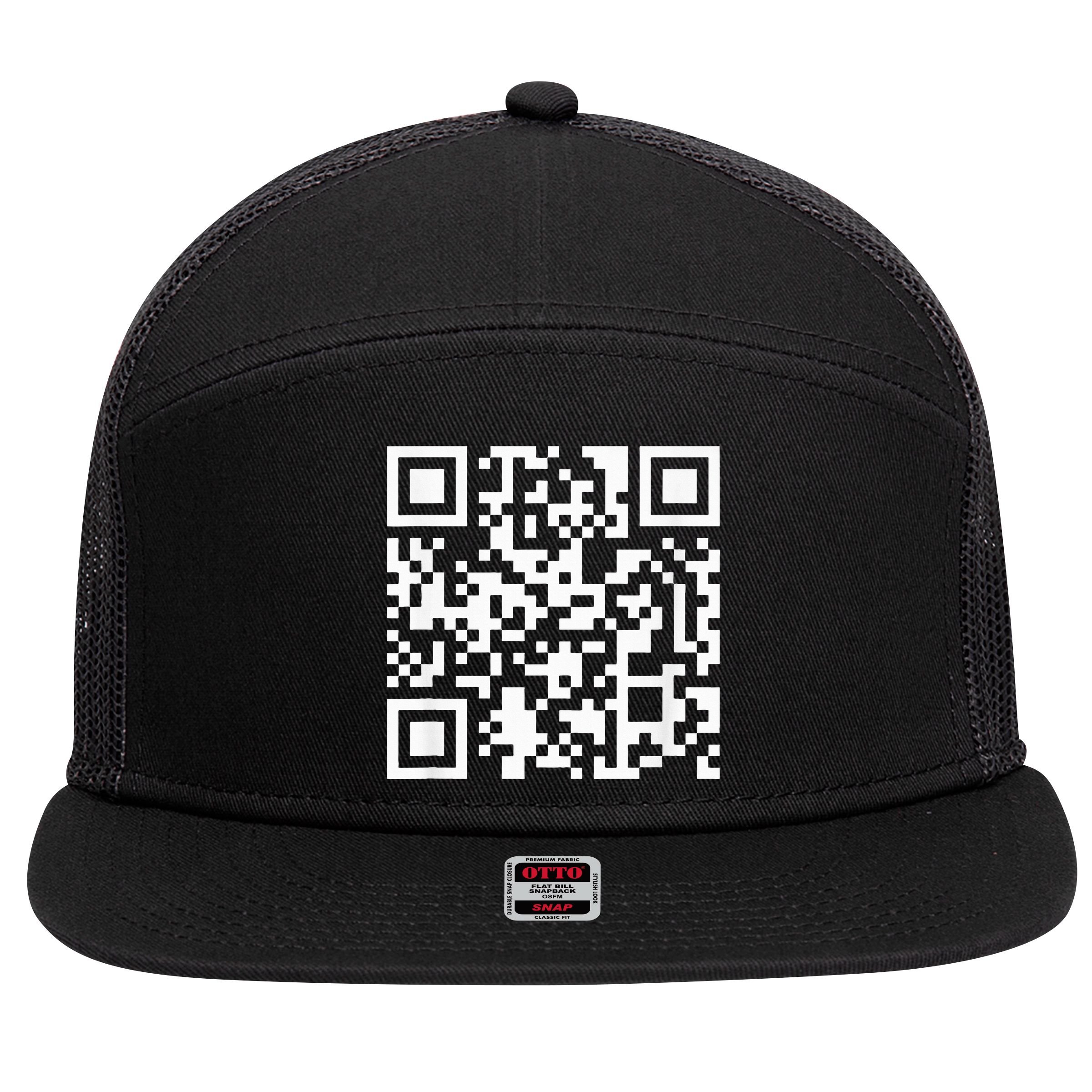 Funny Qr President Trump Dance Code 7 Panel Mesh Trucker Snapback Hat