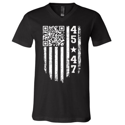 Funny Qr President Trump 4547 Trump Dancing Code V-Neck T-Shirt