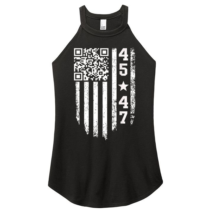 Funny Qr President Trump 4547 Trump Dancing Code Women's Perfect Tri Rocker Tank