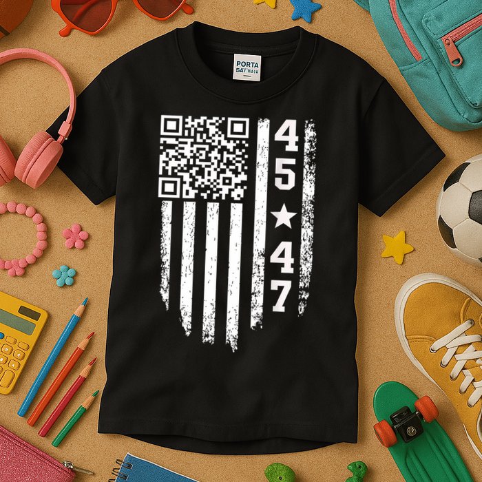 Funny Qr President Trump 4547 Trump Dancing Code Kids T-Shirt
