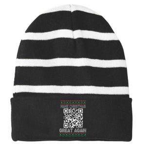 Funny Qr President Trump 4547 Dancing Dance Moves Maga Striped Beanie with Solid Band