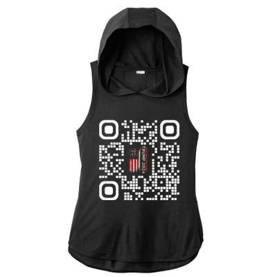 Funny Qr President Trump 4547 Trump Dancing Code Ladies PosiCharge Tri-Blend Wicking Draft Hoodie Tank