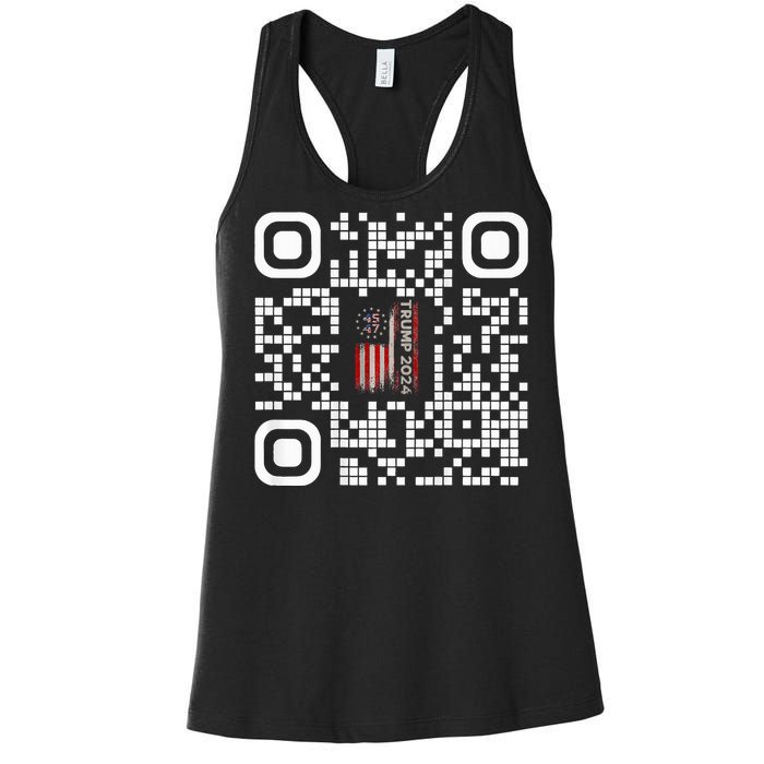 Funny Qr President Trump 4547 Trump Dancing Code Women's Racerback Tank