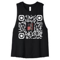 Funny Qr President Trump 4547 Trump Dancing Code Women's Racerback Cropped Tank