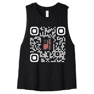 Funny Qr President Trump 4547 Trump Dancing Code Women's Racerback Cropped Tank