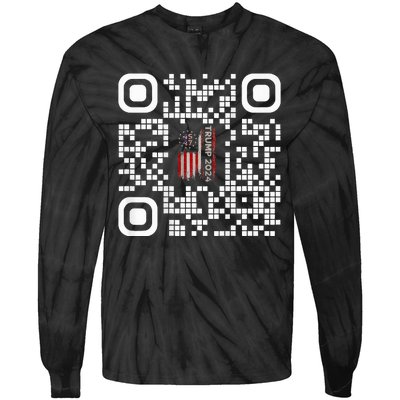 Funny Qr President Trump 4547 Trump Dancing Code Tie-Dye Long Sleeve Shirt