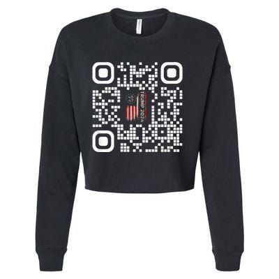 Funny Qr President Trump 4547 Trump Dancing Code Cropped Pullover Crew