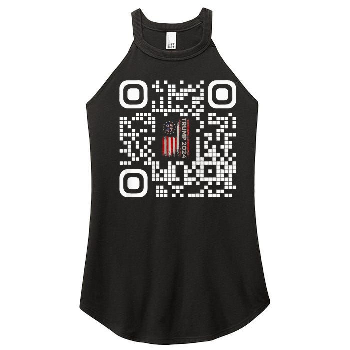 Funny Qr President Trump 4547 Trump Dancing Code Women's Perfect Tri Rocker Tank