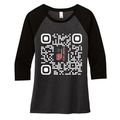 Funny Qr President Trump 4547 Trump Dancing Code Women's Tri-Blend 3/4-Sleeve Raglan Shirt