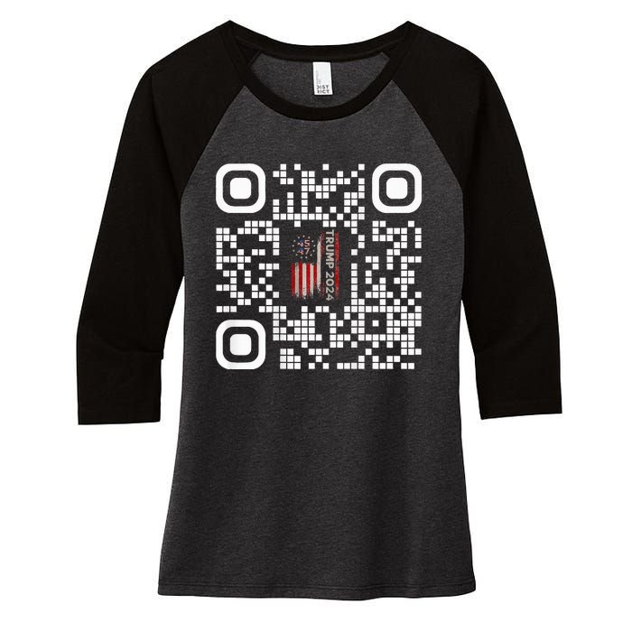 Funny Qr President Trump 4547 Trump Dancing Code Women's Tri-Blend 3/4-Sleeve Raglan Shirt