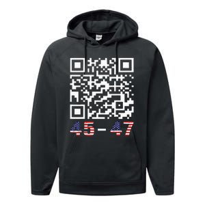 Funny Qr President Trump 45 47 Trump Dancing Code Maga Performance Fleece Hoodie