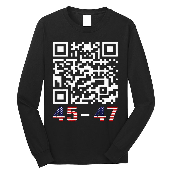 Funny Qr President Trump 45 47 Trump Dancing Code Maga Long Sleeve Shirt