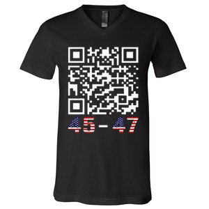 Funny Qr President Trump 45 47 Trump Dancing Code Maga V-Neck T-Shirt