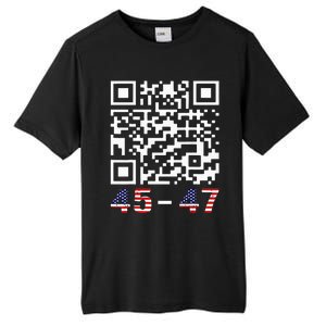 Funny Qr President Trump 45 47 Trump Dancing Code Maga Tall Fusion ChromaSoft Performance T-Shirt