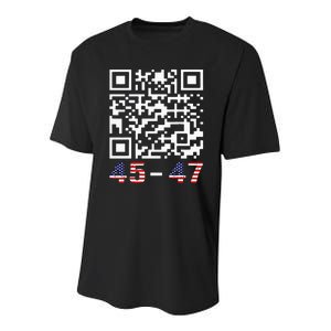 Funny Qr President Trump 45 47 Trump Dancing Code Maga Youth Performance Sprint T-Shirt