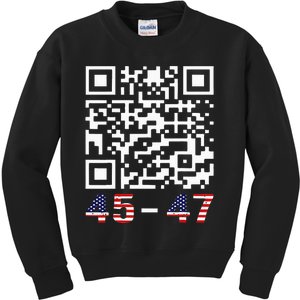 Funny Qr President Trump 45 47 Trump Dancing Code Maga Kids Sweatshirt