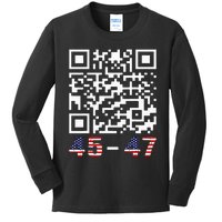 Funny Qr President Trump 45 47 Trump Dancing Code Maga Kids Long Sleeve Shirt