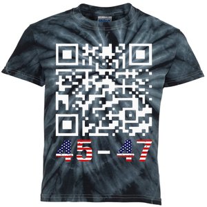 Funny Qr President Trump 45 47 Trump Dancing Code Maga Kids Tie-Dye T-Shirt