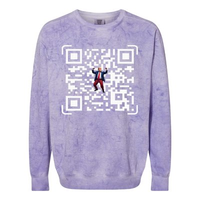 Funny Qr President Trump 4547 Trump Dancing Code Colorblast Crewneck Sweatshirt