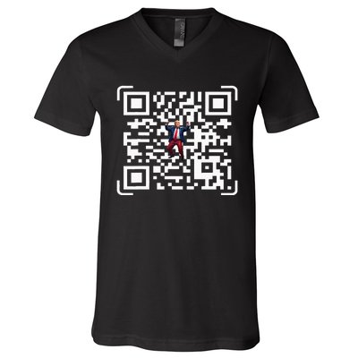 Funny Qr President Trump 4547 Trump Dancing Code V-Neck T-Shirt