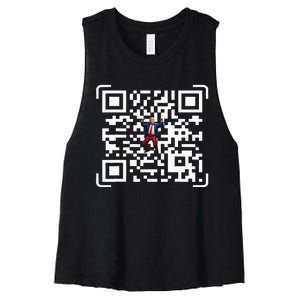 Funny Qr President Trump 4547 Trump Dancing Code Women's Racerback Cropped Tank