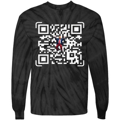 Funny Qr President Trump 4547 Trump Dancing Code Tie-Dye Long Sleeve Shirt