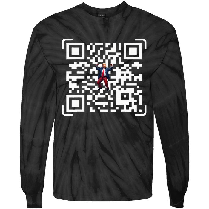 Funny Qr President Trump 4547 Trump Dancing Code Tie-Dye Long Sleeve Shirt