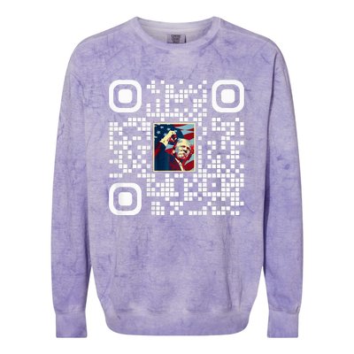 Funny Qr President Trump 4547 Trump Dancing Code Colorblast Crewneck Sweatshirt