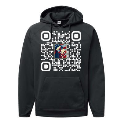 Funny Qr President Trump 4547 Trump Dancing Code Performance Fleece Hoodie