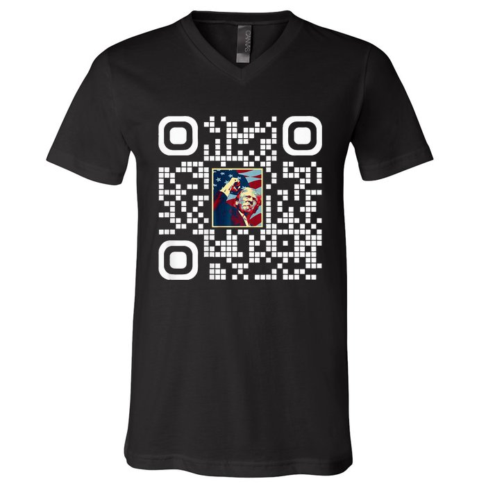 Funny Qr President Trump 4547 Trump Dancing Code V-Neck T-Shirt