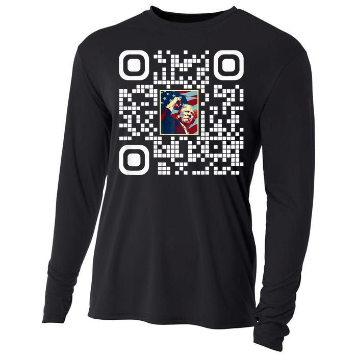 Funny Qr President Trump 4547 Trump Dancing Code Cooling Performance Long Sleeve Crew