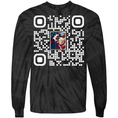 Funny Qr President Trump 4547 Trump Dancing Code Tie-Dye Long Sleeve Shirt