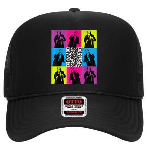 Funny Qr President Trump 4547 Trump Dancing Code High Crown Mesh Back Trucker Hat