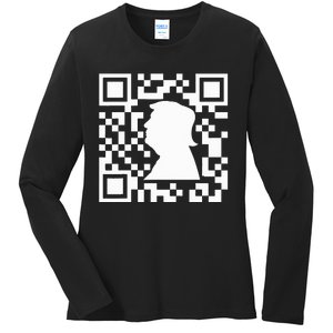 Funny Qr President Trump Dance Code Ladies Long Sleeve Shirt