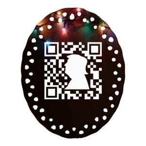 Funny Qr President Trump Dance Code Ceramic Oval Ornament