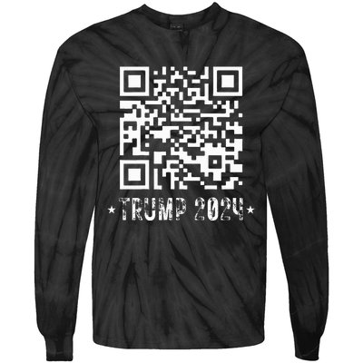 Funny Qr President Trump Dance Code Tie-Dye Long Sleeve Shirt