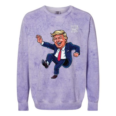 Funny Qr President Trump 4547trump Dancing Code Colorblast Crewneck Sweatshirt