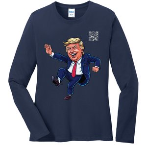 Funny Qr President Trump 4547trump Dancing Code Ladies Long Sleeve Shirt