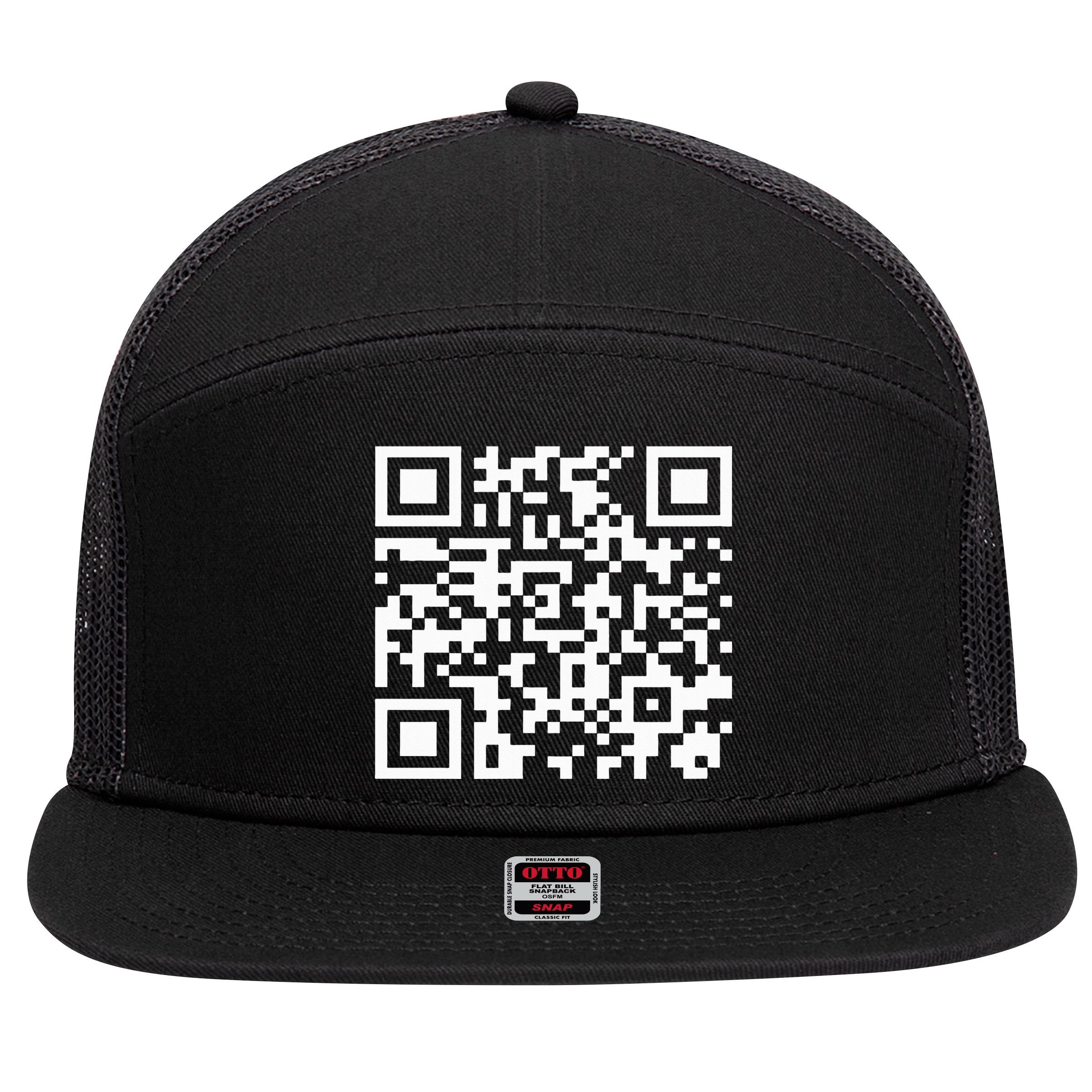 Funny Qr President Trump Dance Code 2025 7 Panel Mesh Trucker Snapback Hat