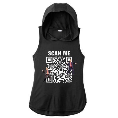 Funny Qr President Trump 4547 Trump Dancing Code Ladies PosiCharge Tri-Blend Wicking Draft Hoodie Tank